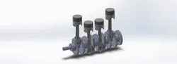 Four Piston Assembled with a Crankshaft