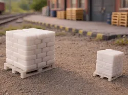 Pallet with bags cement TT 1:120 + H0 (1:87) scale - Free 3D Print Model