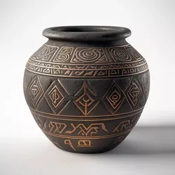Ancient Tribal Textured Decorative Vase 3D model