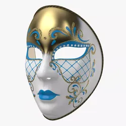 Blue Full Face Masquerade Mask 3D model