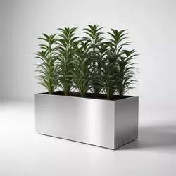 Brushed Metal Planter with Greenery 3D model