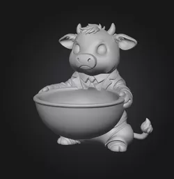 Cow Butler with candy bowl 3D print model