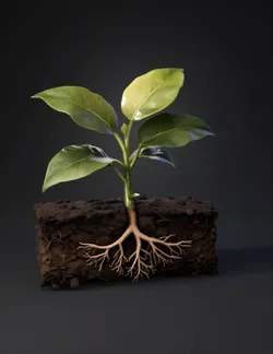 Create a high quality 3D model of a single healthy green plant growing