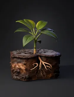 Create a high quality 3D model of a single healthy green plant growing