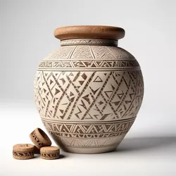 Decorative Earthenware Pot with Patterns 3D model