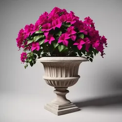 Decorative Stone Planter with Bougainvillea 3D model