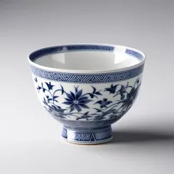 Elegant Blue White Floral Ceramic Bowl 3D model