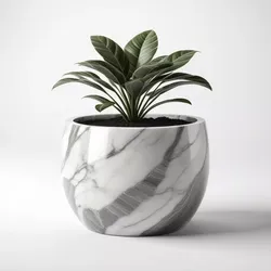 Elegant Marble Potted Houseplant 3D model
