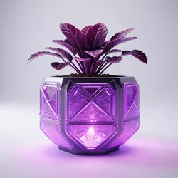 Futuristic Glowing Plant with Geometric Pot 3D model