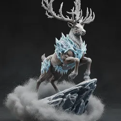 Ice Stag Spirit – Frozen Fantasy Creature Statue for 3D Printing