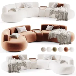 Modular curved sofa section  3D model