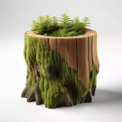 Mossy Tree Stump Planter 3D model