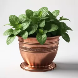 Realistic Potted Mint Copper Pot 3D model