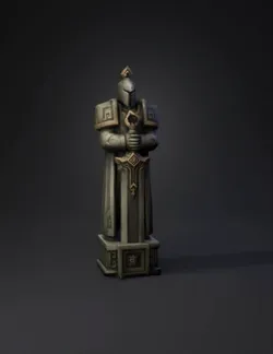 stone armored knight statue with ornate armor and sword gray stone te