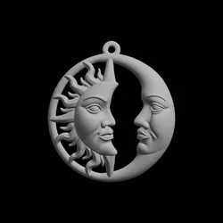 Sun Moon Faces Pendant