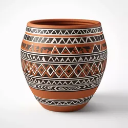 Tribal Patterned Terracotta Decorative Vase 3D model