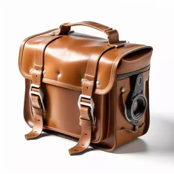 Vintage Leather Camera Shoulder Bag 3D model