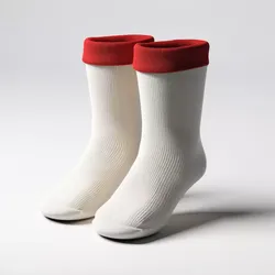 White Ribbed Socks with Red Cuffs 3D model