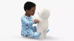 African Baby Boy with Teddy Bear Fur 3D model