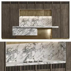 Luxury Kitchen Wall Unit with Marble Alcove 3D model