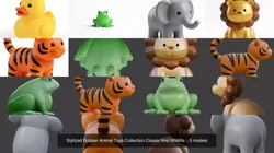 Stylized Rubber Animal Toys Collection Classic And Wildlife  3D Model Pack