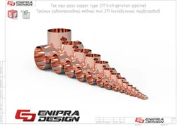 Tee equi-pass copper type 211 (refrigeration pipeline) (metric)