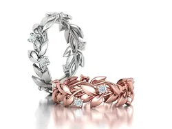 Floral Leaves Eternity Ring Nature Inspired Leaves Ring 5US 3D print model