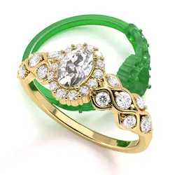 Floral Oval Diamond Engagement Ring 3D print model