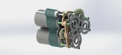 Three motor power takeoff gearbox