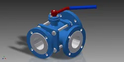 Three-way ball valve with manual actuator