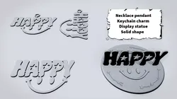 HAPPY Script Sign 3D print model