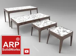 Trio of tables and chairs