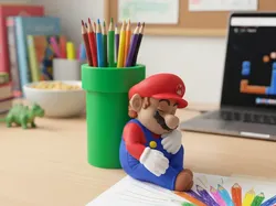 Sleeping Mario & Warp Pipe Pen Holder - Free 3D Print Model