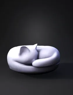 cat ring dish made of beige clay with curled tail and ears smooth mat