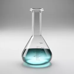 Glass Erlenmeyer Flask with Solution 3D model