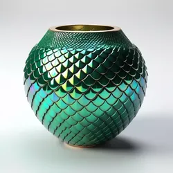 Iridescent Dragon Scale Decorative Vase 3D model