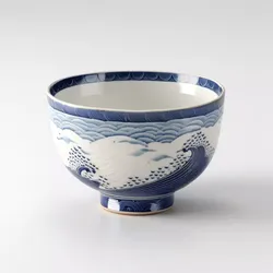 Japanese Wave Pattern Ceramic Bowl 3D model