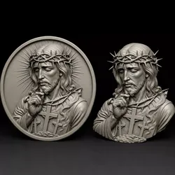 Jesus Christ wearing a crown of thorns  3D print model