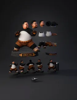 Kong Fu Tonga 2 0 panda figure black and white fur with brown shorts