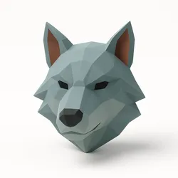 Low-Poly Wolf Head – Geometric Wild Figurine