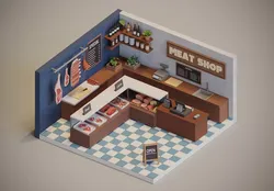 Meat Shop Low-poly 3D model