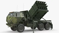 Military MLRS Rocket Launcher Truck Green Rigged for Cinema 4D 3D model