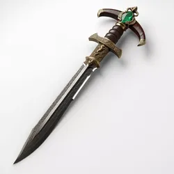 Ornate Fantasy Dagger with Emerald Gem 3D model