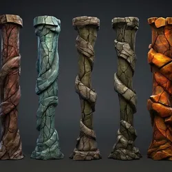 spiral-stone-column-pack-stylized-fantasy-pillars-3d-printable-set
