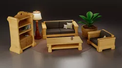 Stylized Cozy Living Room Pack Low-poly 3D model