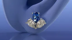 Triple Pear Cut Diamond Cluster Stud Earrings Jewelry CAD Design 3D print model