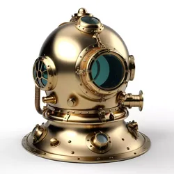 Vintage Brass Deep Sea Diving Helmet 3D model
