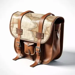Vintage Leather Map Messenger Bag 3D model