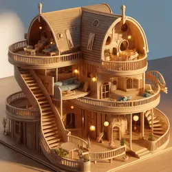 Whimsical Wooden Mansion – Illuminated Miniature House
