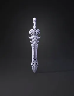 ornate sword weapon with intricate engravings and sculpted hilt dark